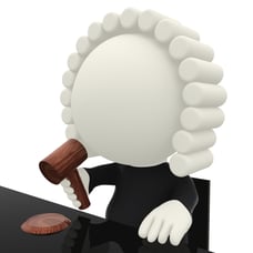 3D judge with a wig - isolated over a white background